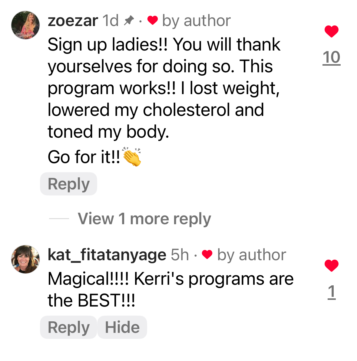 Instagram comment: two months into training and seeing muscles grow