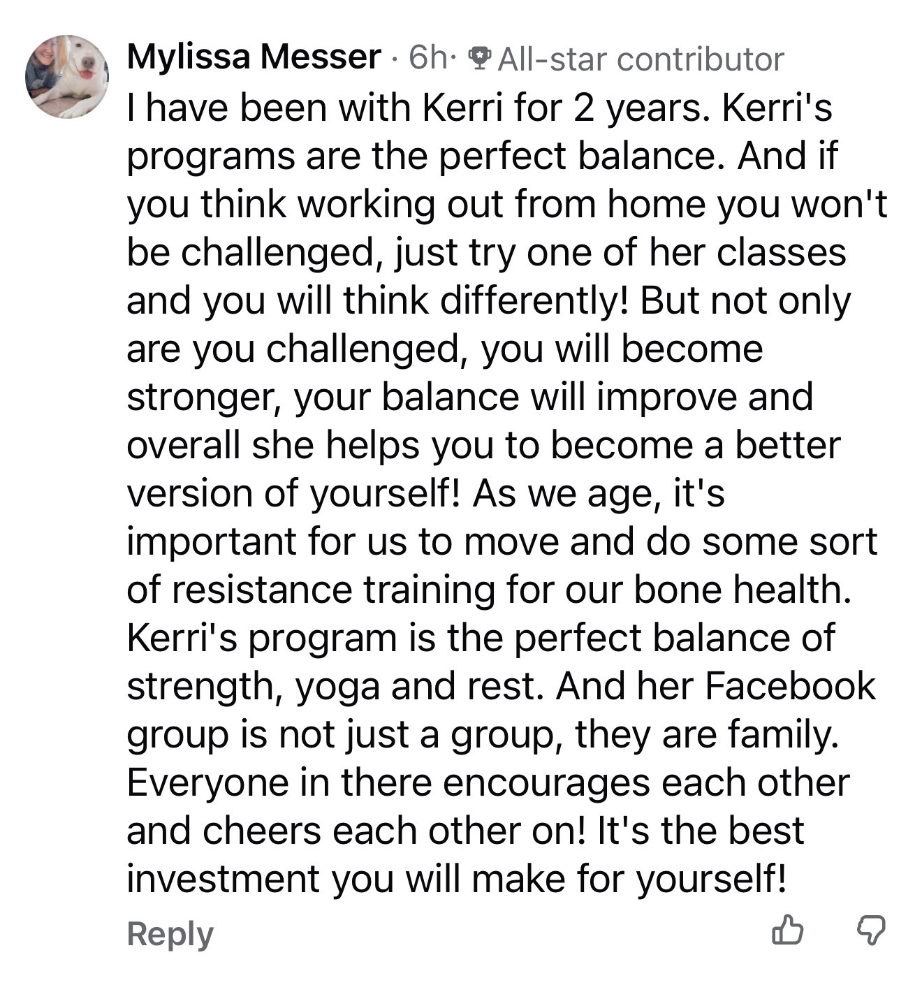 Instagram comment: two months into training and seeing muscles grow